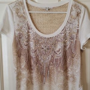 Miss Me Top Off White/Oatmeal Color Size L